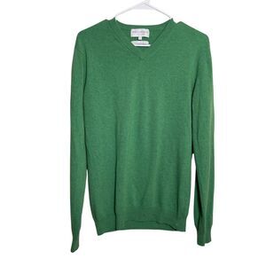 Willam Hunt Savile Row Sweater Men's Medium Green Cashmere Wool Knit Pullover